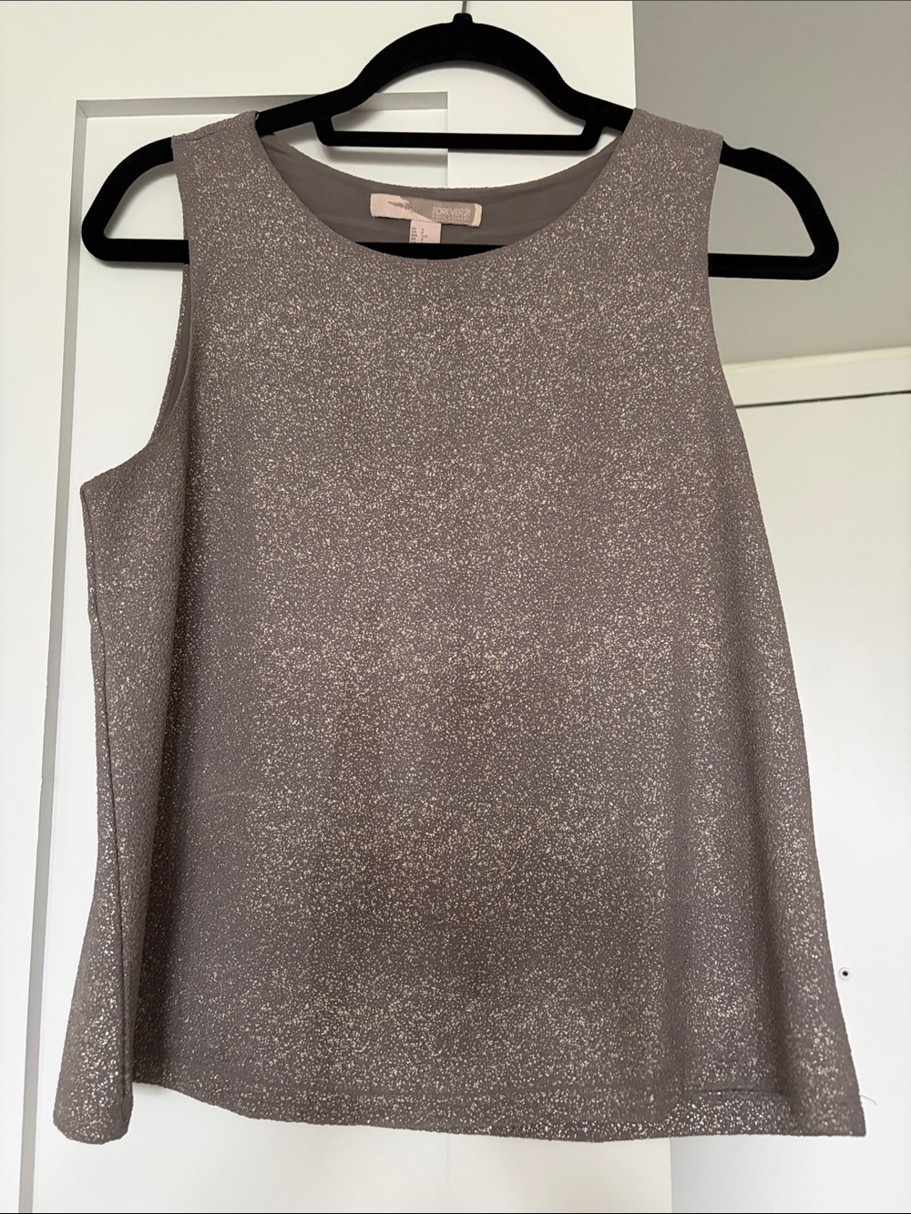 Forever 21 Taupe Sparkly Tank Top (Sm)